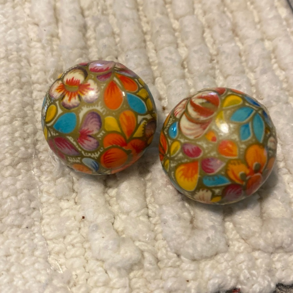 Vintage Floral Button Earrings